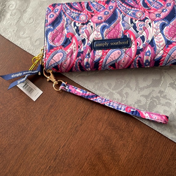 Simply Southern Women’s Quilted Wallet With Wristlet Strap - Blue Paisley - Picture 8 of 16
